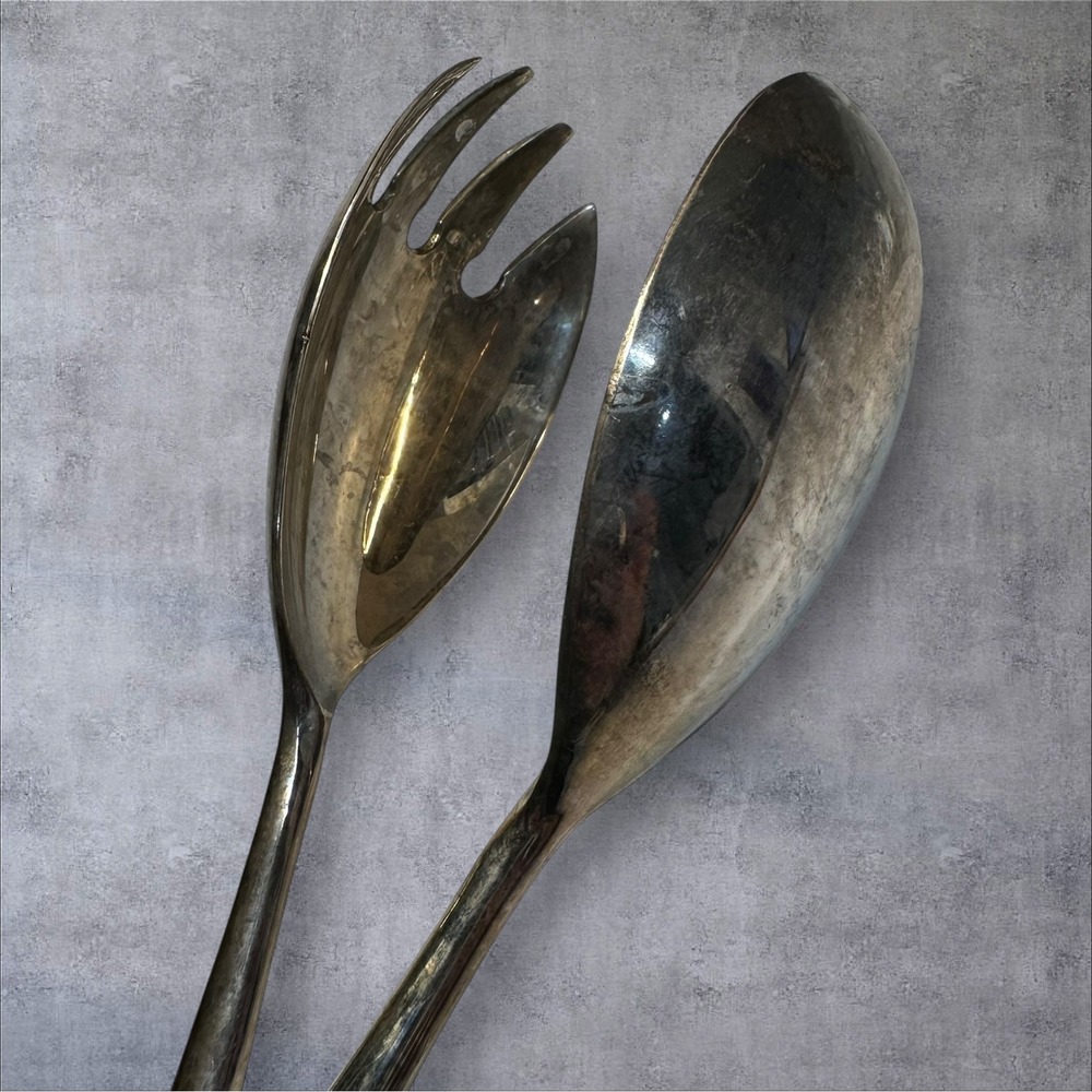 Vintage Silverplate Salad Tongs EP Zinc Alloy 10" Serving Utensil - Picture 5 of 7